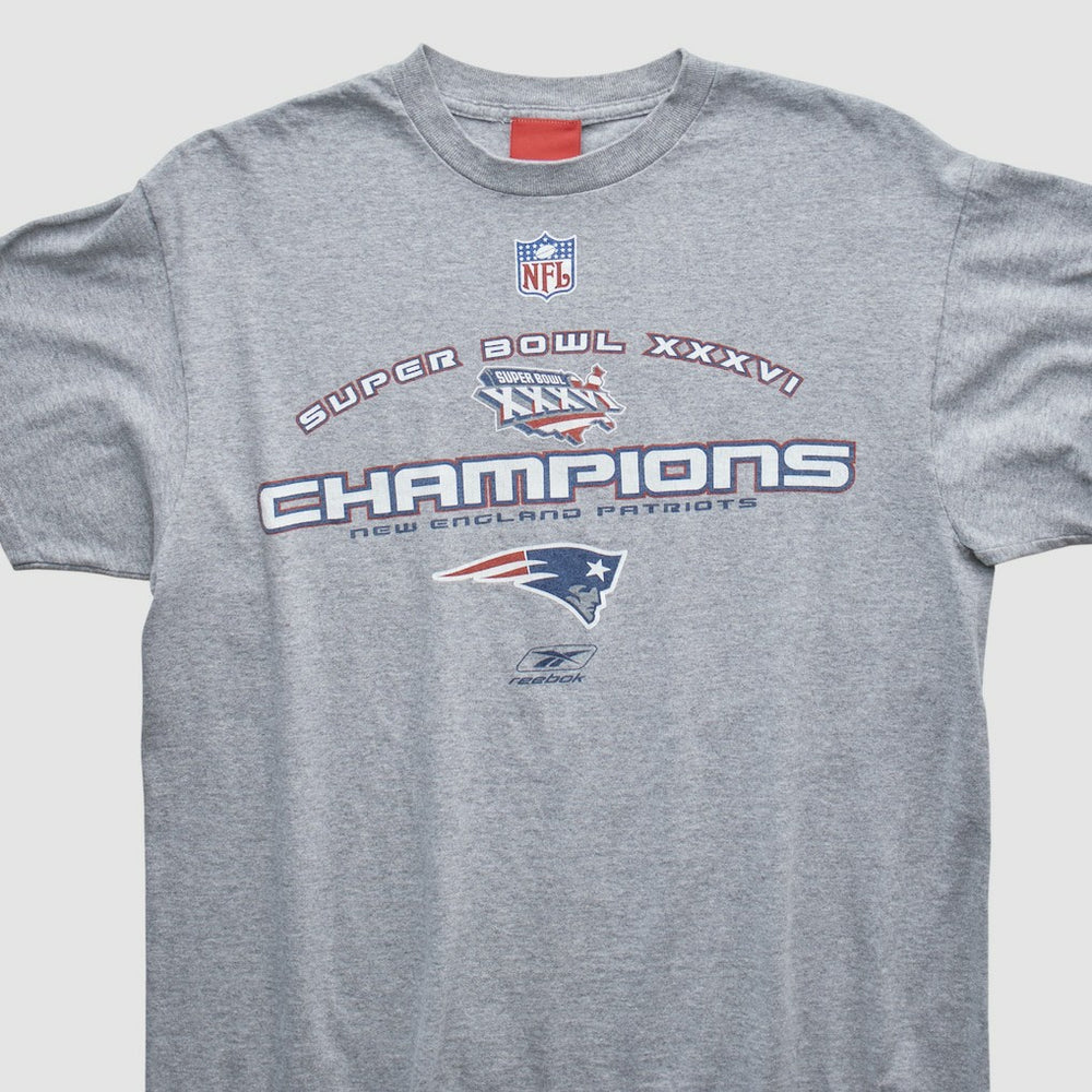 New England Patriots Reebok 2002 T-shirt - Heather Gray Vintage - Fanatics