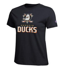 Anaheim Ducks Champion Women's Wordmark Lockup T-Shirt - Black | NHL online
