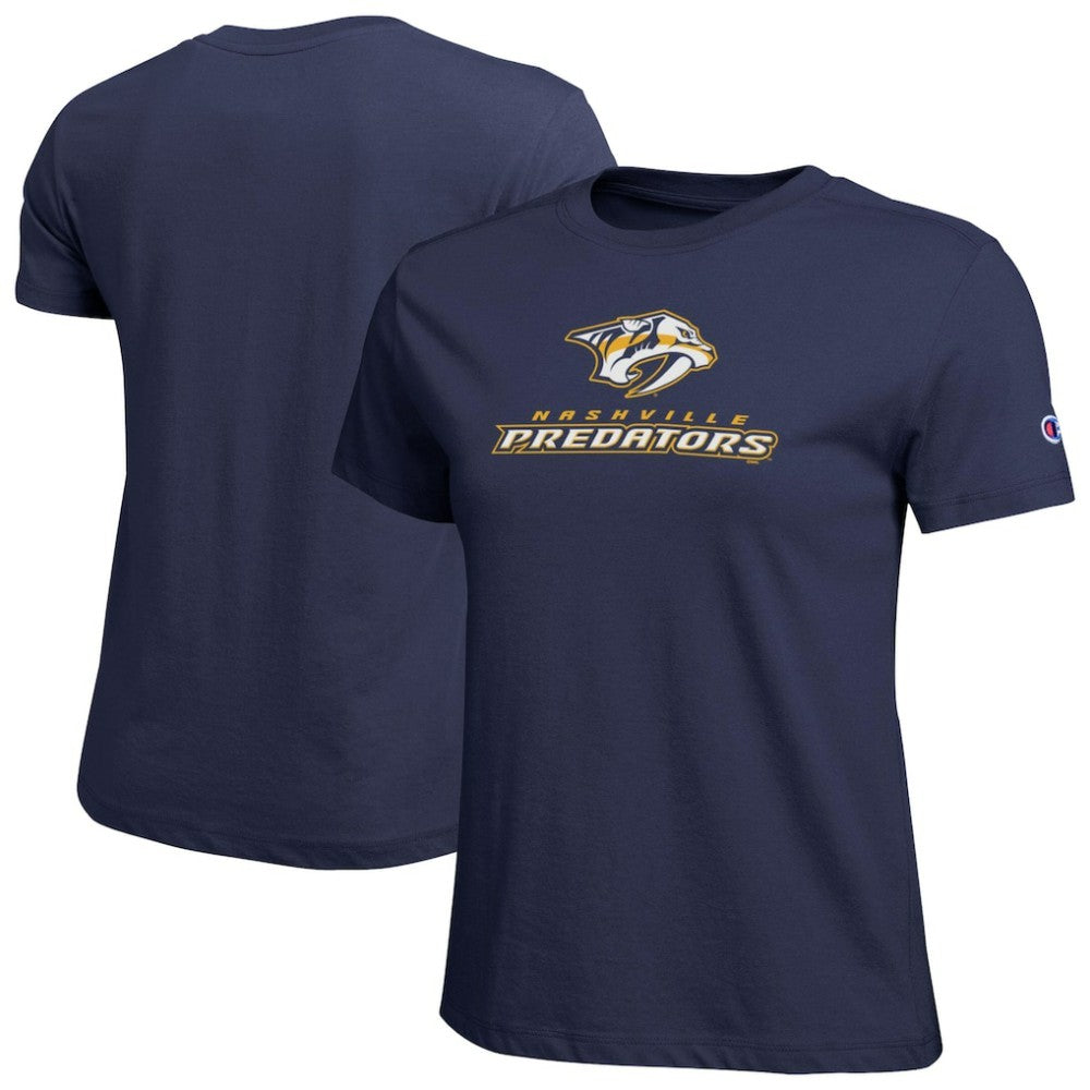 Nashville Predators Champion Women's Wordmark Lockup T-Shirt - Navy | NHL on sale