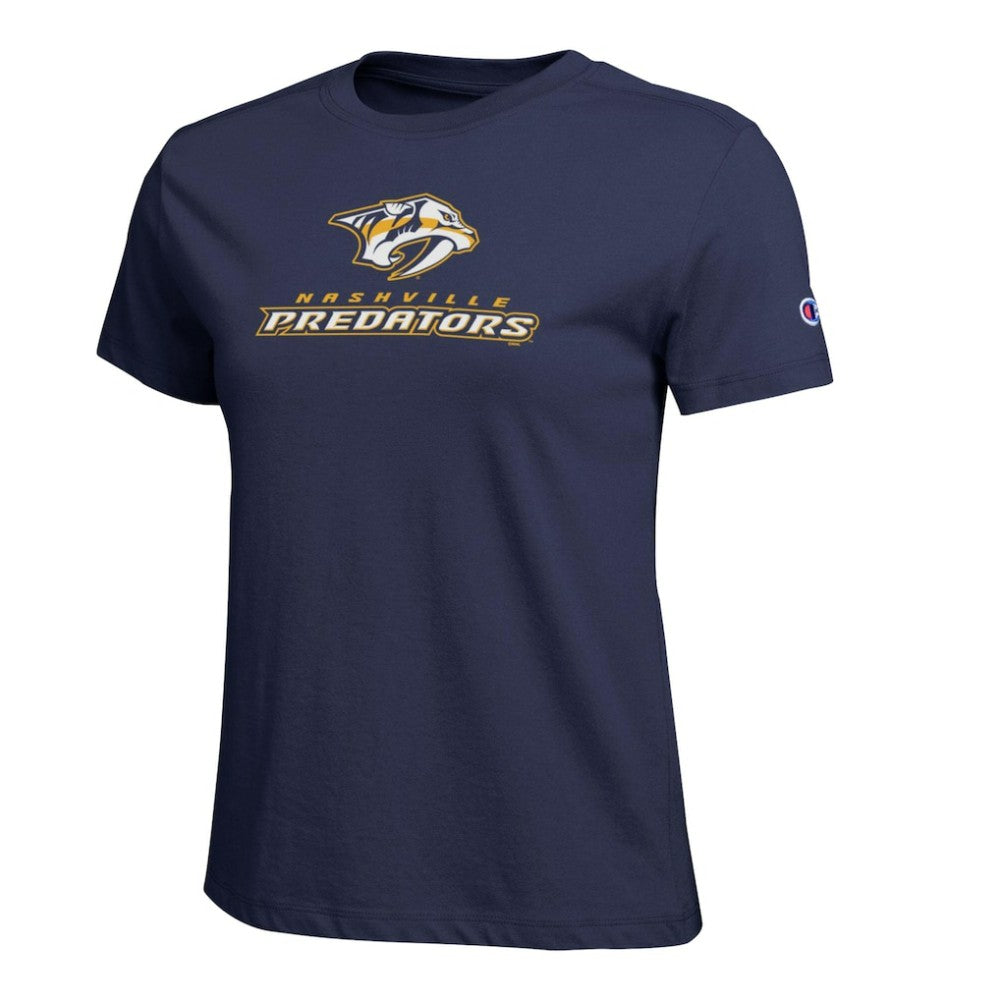 Nashville Predators Champion Women's Wordmark Lockup T-Shirt - Navy | NHL on sale
