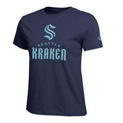 Seattle Kraken Champion Women's Wordmark Lockup T-Shirt - Navy | NHL near me