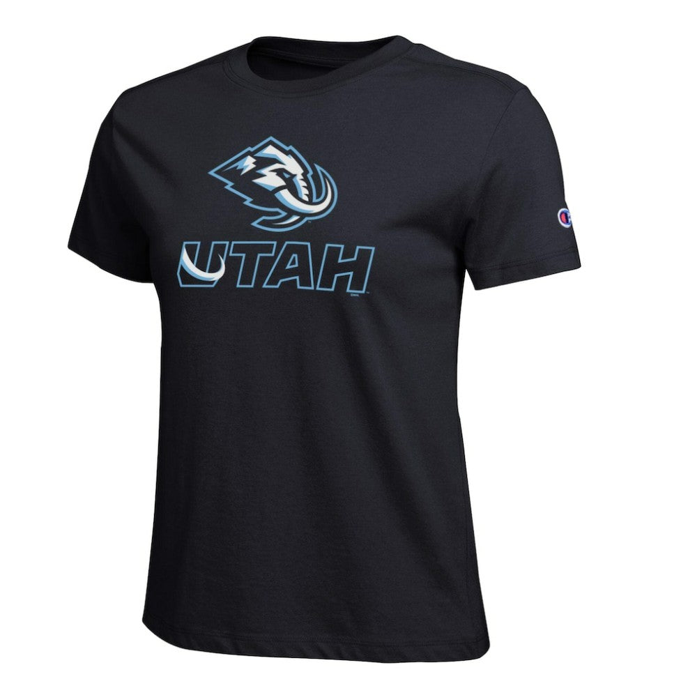 Utah Mammoth Champion Women's Wordmark Lockup T-Shirt - Black | NHL near me