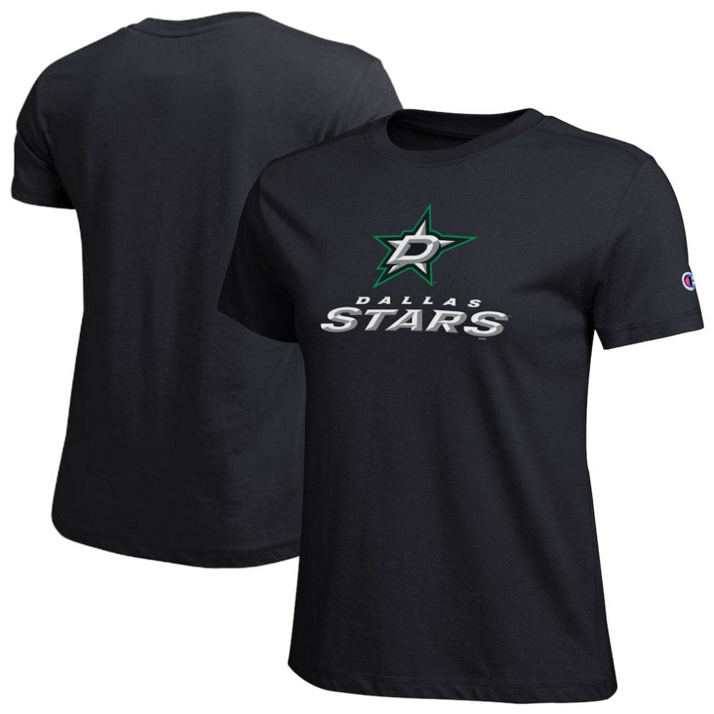 Dallas Stars Champion Women's Wordmark Lockup T-Shirt - Black | NHL Clearance