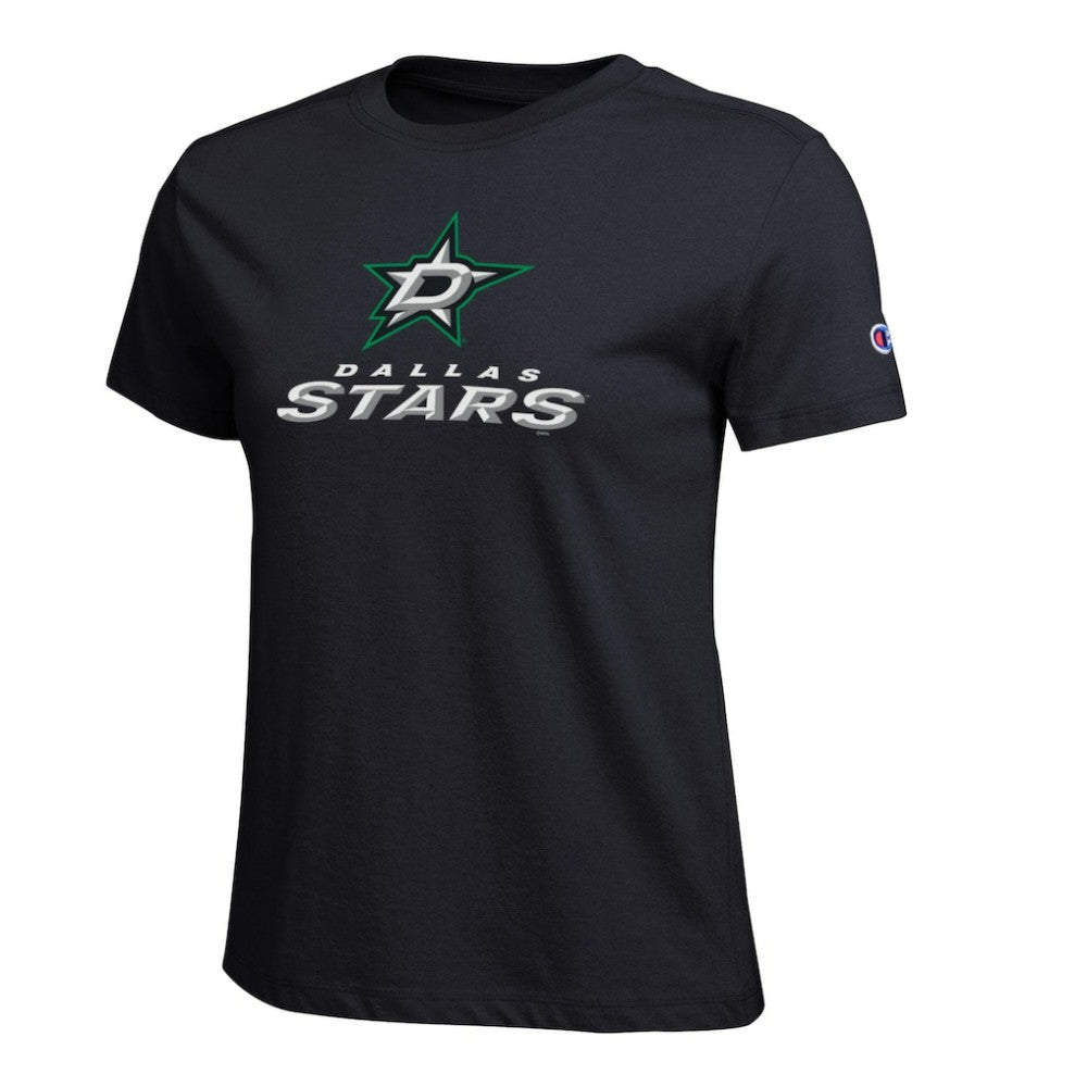 Dallas Stars Champion Women's Wordmark Lockup T-Shirt - Black | NHL Clearance