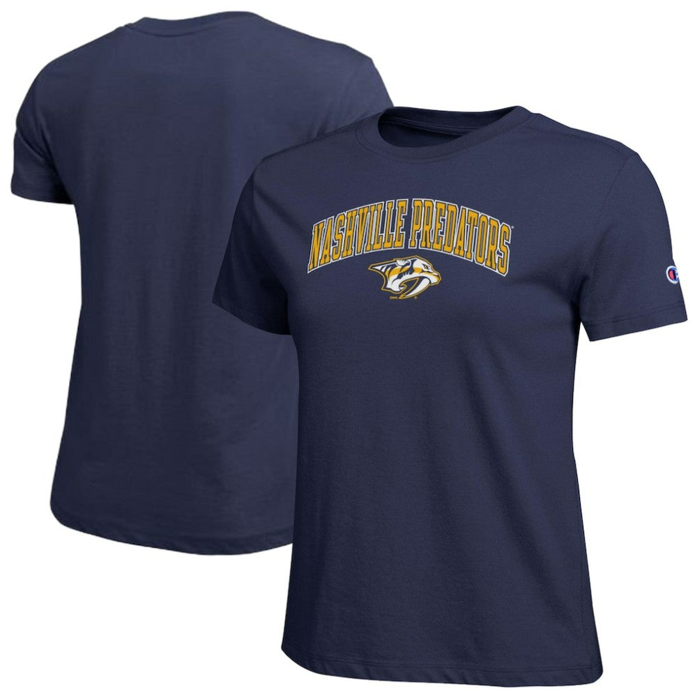 Nashville Predators Champion Women's Arch Mascot Logo T-Shirt - Navy | NHL online