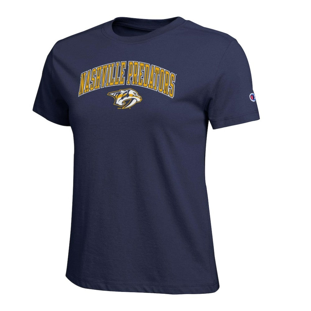 Nashville Predators Champion Women's Arch Mascot Logo T-Shirt - Navy | NHL online