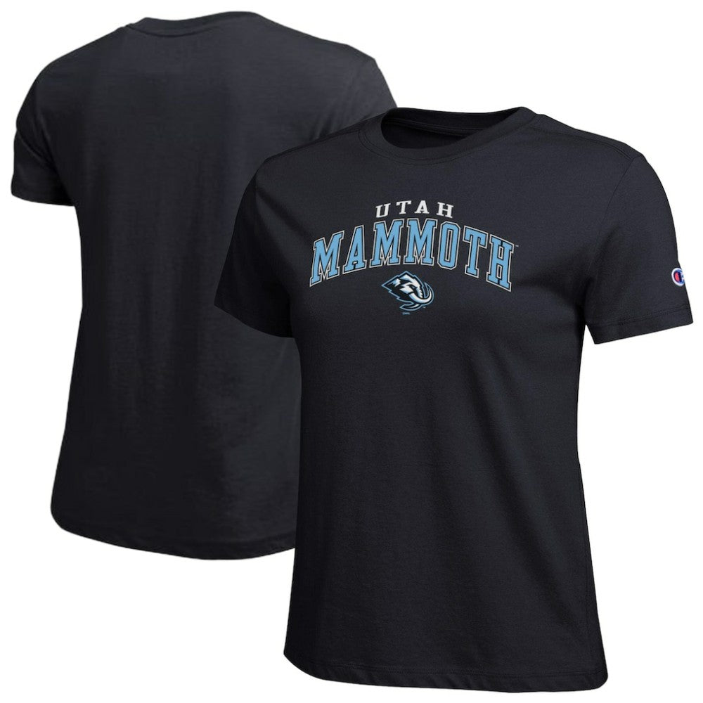 Utah Mammoth Champion Women's Arch Mascot Logo T-Shirt - Black | NHL sale
