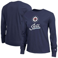 Winnipeg Jets Champion Women's Wordmark Lockup Long Sleeve T-Shirt - Navy | NHL discount