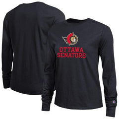Ottawa Senators Champion Women's Wordmark Lockup Long Sleeve T-Shirt - Black | NHL Clearance