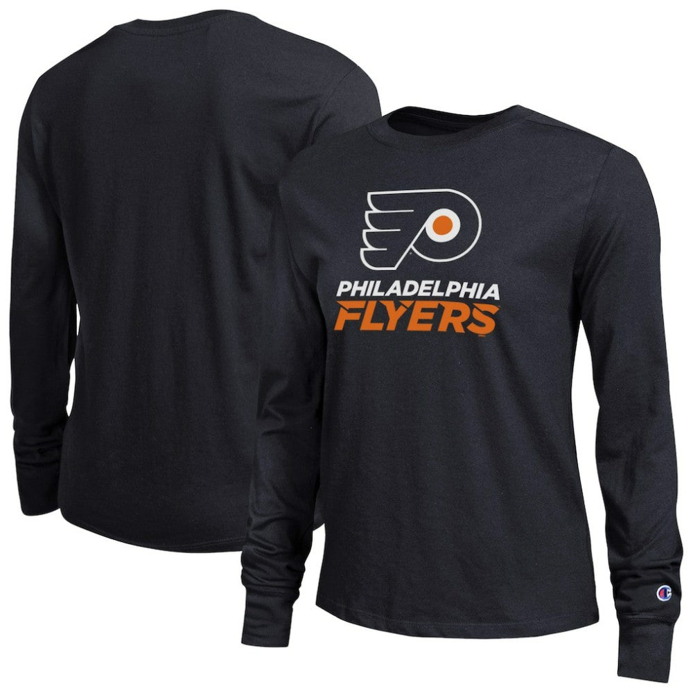 Philadelphia Flyers Champion Women's Wordmark Lockup Long Sleeve T-Shirt - Black | NHL discount