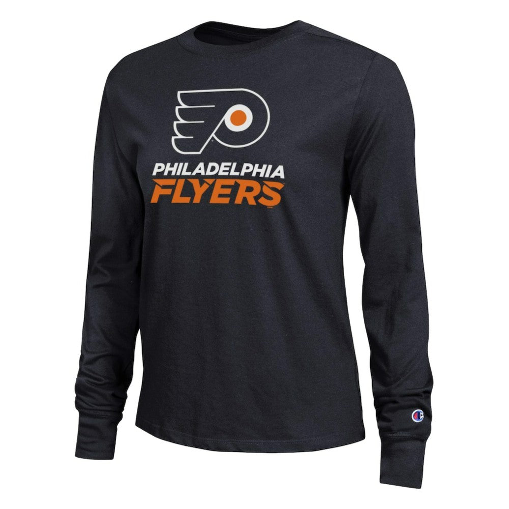 Philadelphia Flyers Champion Women's Wordmark Lockup Long Sleeve T-Shirt - Black | NHL discount