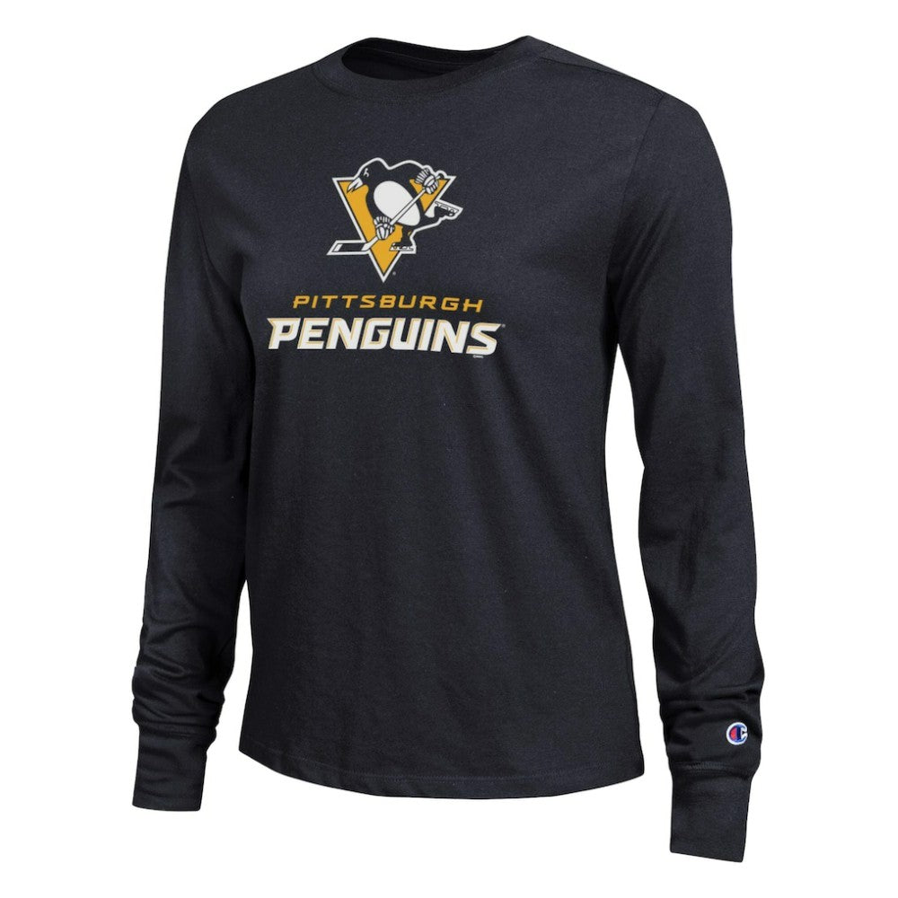 Pittsburgh Penguins Champion Women's Wordmark Lockup Long Sleeve T-Shirt - Black | NHL online