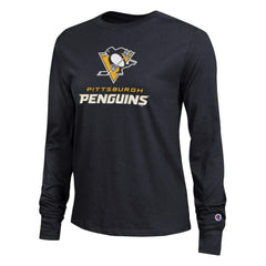 Pittsburgh Penguins Champion Women's Wordmark Lockup Long Sleeve T-Shirt - Black | NHL online