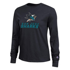 San Jose Sharks Champion Women's Wordmark Lockup Long Sleeve T-Shirt - Black | NHL on sale
