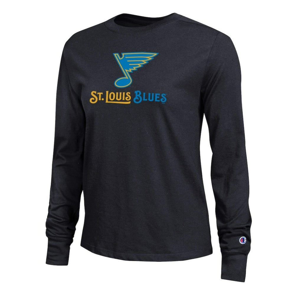 St. Louis Blues Champion Women's Wordmark Lockup Long Sleeve T-Shirt - Black | NHL discount