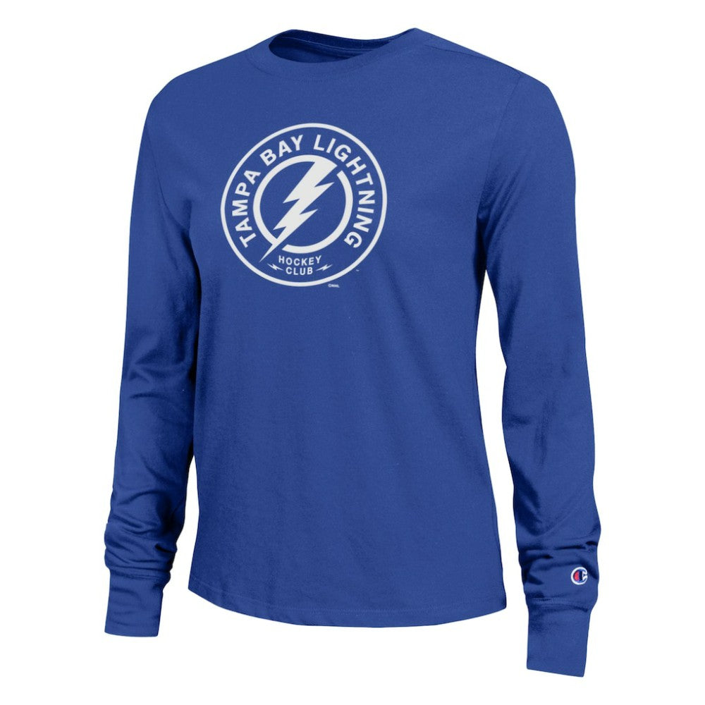 Tampa Bay Lightning Champion Women's Wordmark Lockup Long Sleeve T-Shirt - Royal | NHL discount
