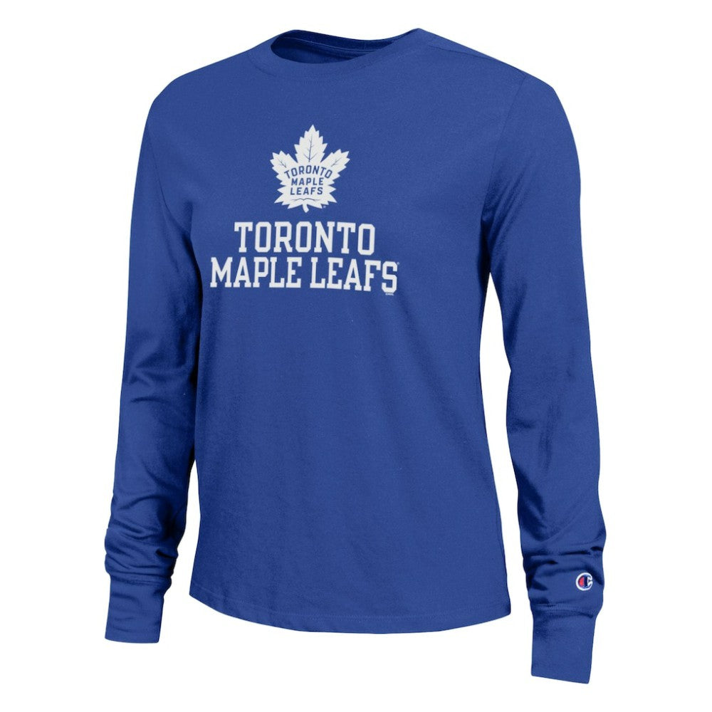 Toronto Maple Leafs Champion Women's Wordmark Lockup Long Sleeve T-Shirt - Royal | NHL online