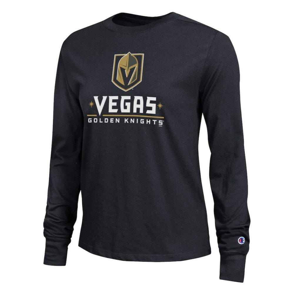 Vegas Golden Knights Champion Women's Wordmark Lockup Long Sleeve T-Shirt - Black | NHL near me