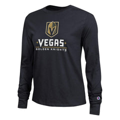 Vegas Golden Knights Champion Women's Wordmark Lockup Long Sleeve T-Shirt - Black | NHL near me