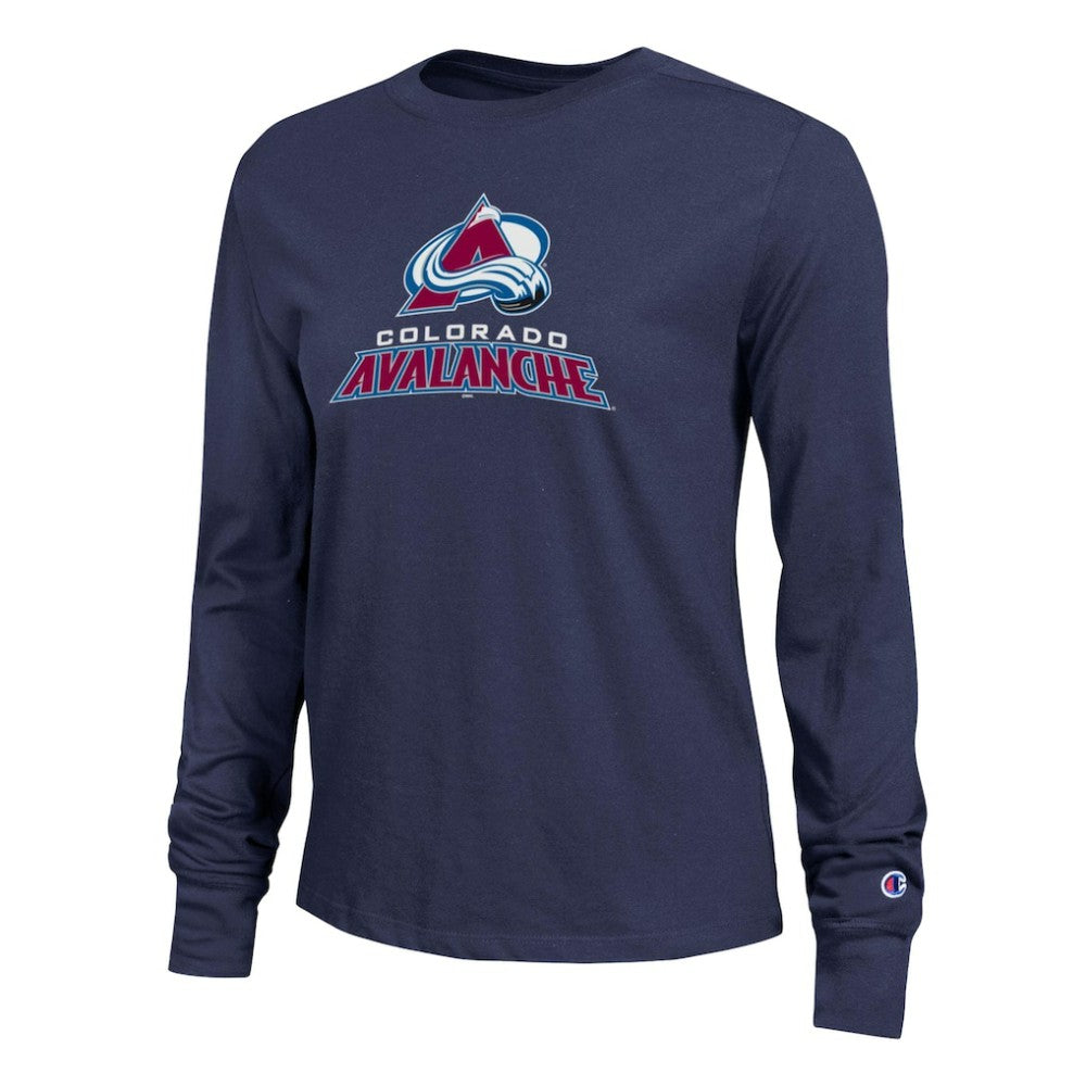Colorado Avalanche Champion Women's Wordmark Lockup Long Sleeve T-Shirt - Navy | NHL discount