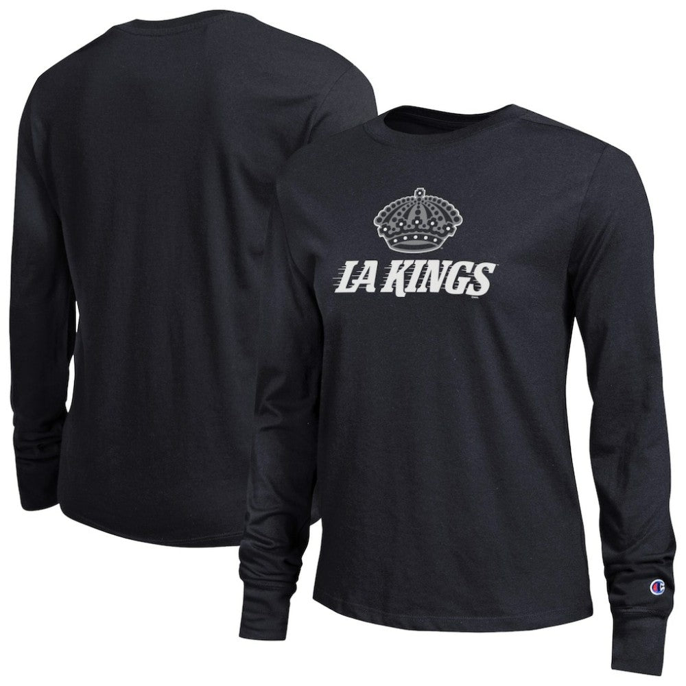 Los Angeles Kings Champion Women's Wordmark Lockup Long Sleeve T-Shirt - Black | NHL near me