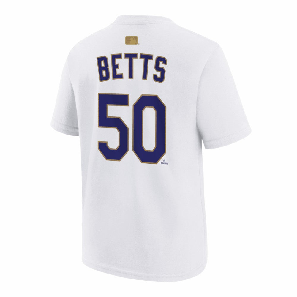 Mookie Betts Los Angeles Dodgers Nike Youth 2026 Gold Collection Name & Number T-Shirt Outlet