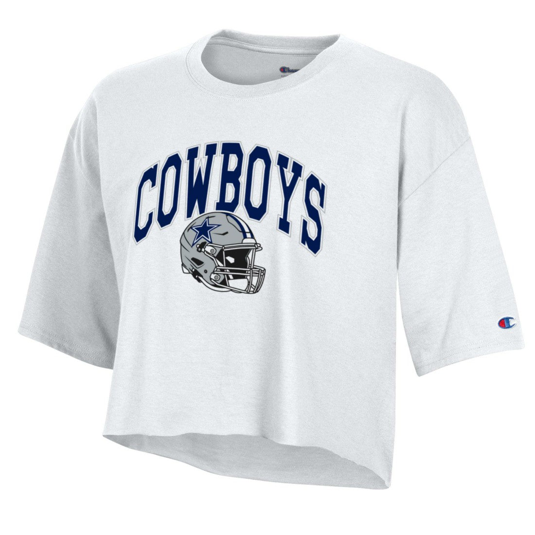 Dallas Cowboys Champion Women's Boyfriend Cropped T-Shirt - White - NFL
