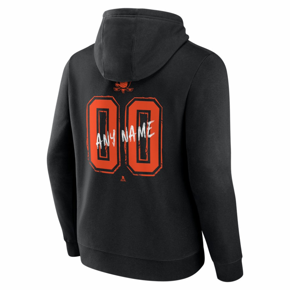 Anaheim Ducks Big & Tall Hustle Personalized Name & Number Hoodie - Black | NHL Clearance