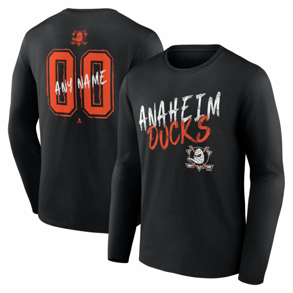 Anaheim Ducks Hustle Personalized Name & Number Long Sleeve T-Shirt - Black | NHL on sale
