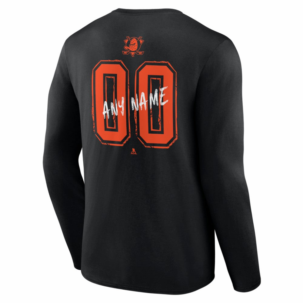 Anaheim Ducks Hustle Personalized Name & Number Long Sleeve T-Shirt - Black | NHL on sale