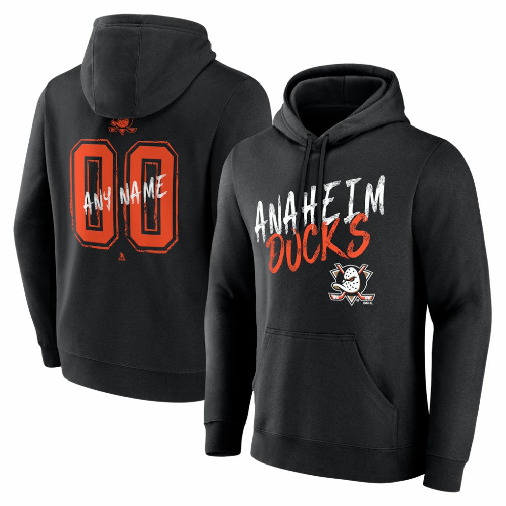 Anaheim Ducks Hustle Personalized Name & Number Hoodie - Black | NHL Clearance