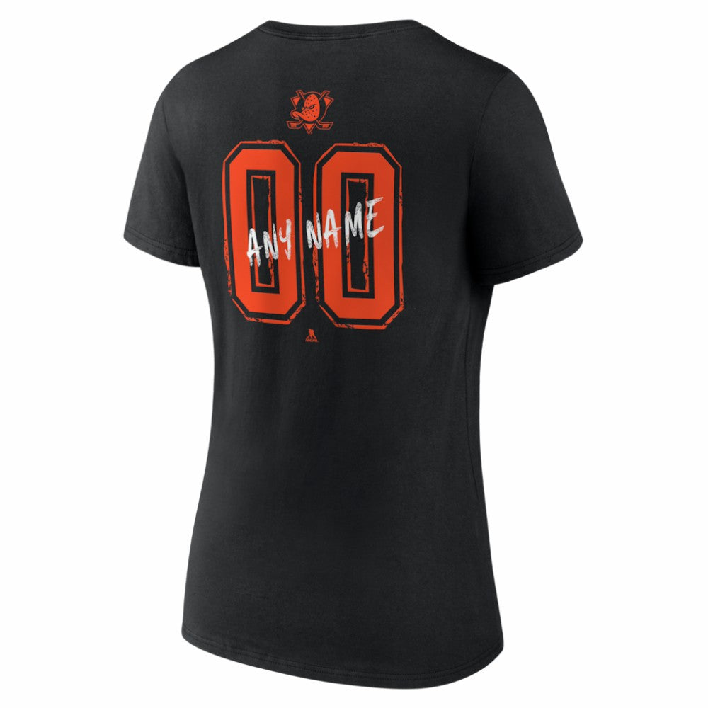 Anaheim Ducks Women's Hustle Personalized Name & Number V-Neck T-Shirt - Black | NHL online