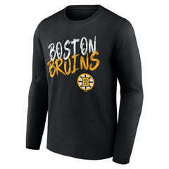 Boston Bruins Hustle Personalized Name & Number Long Sleeve T-Shirt - Black | NHL Lifestyle