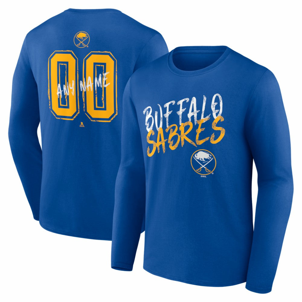 Buffalo Sabres Hustle Personalized Name & Number Long Sleeve T-Shirt - Royal | NHL discount