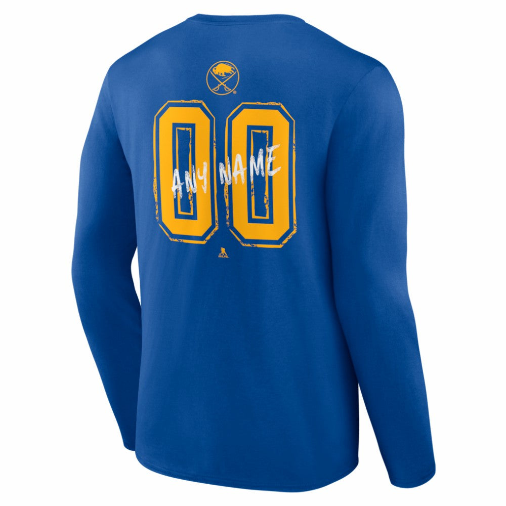 Buffalo Sabres Hustle Personalized Name & Number Long Sleeve T-Shirt - Royal | NHL discount