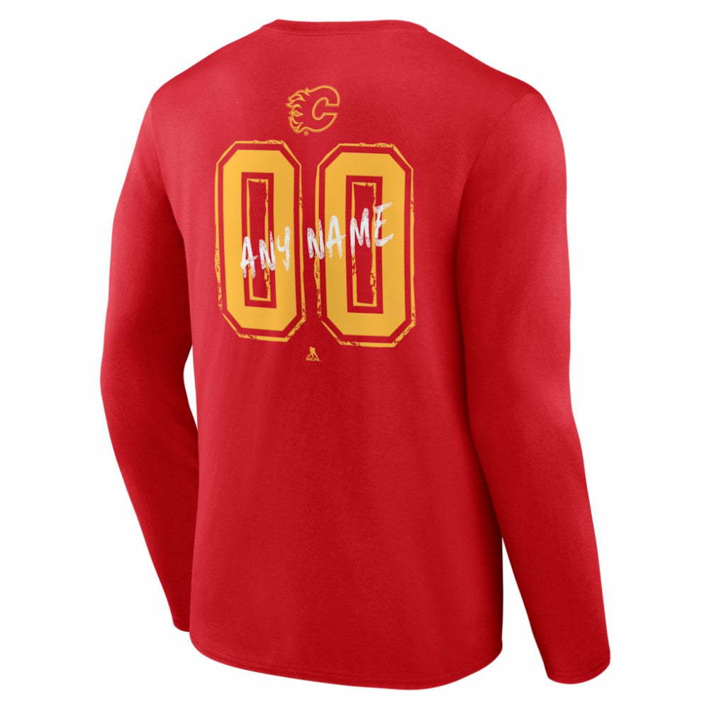 Calgary Flames Hustle Personalized Name & Number Long Sleeve T-Shirt - Red | NHL sale