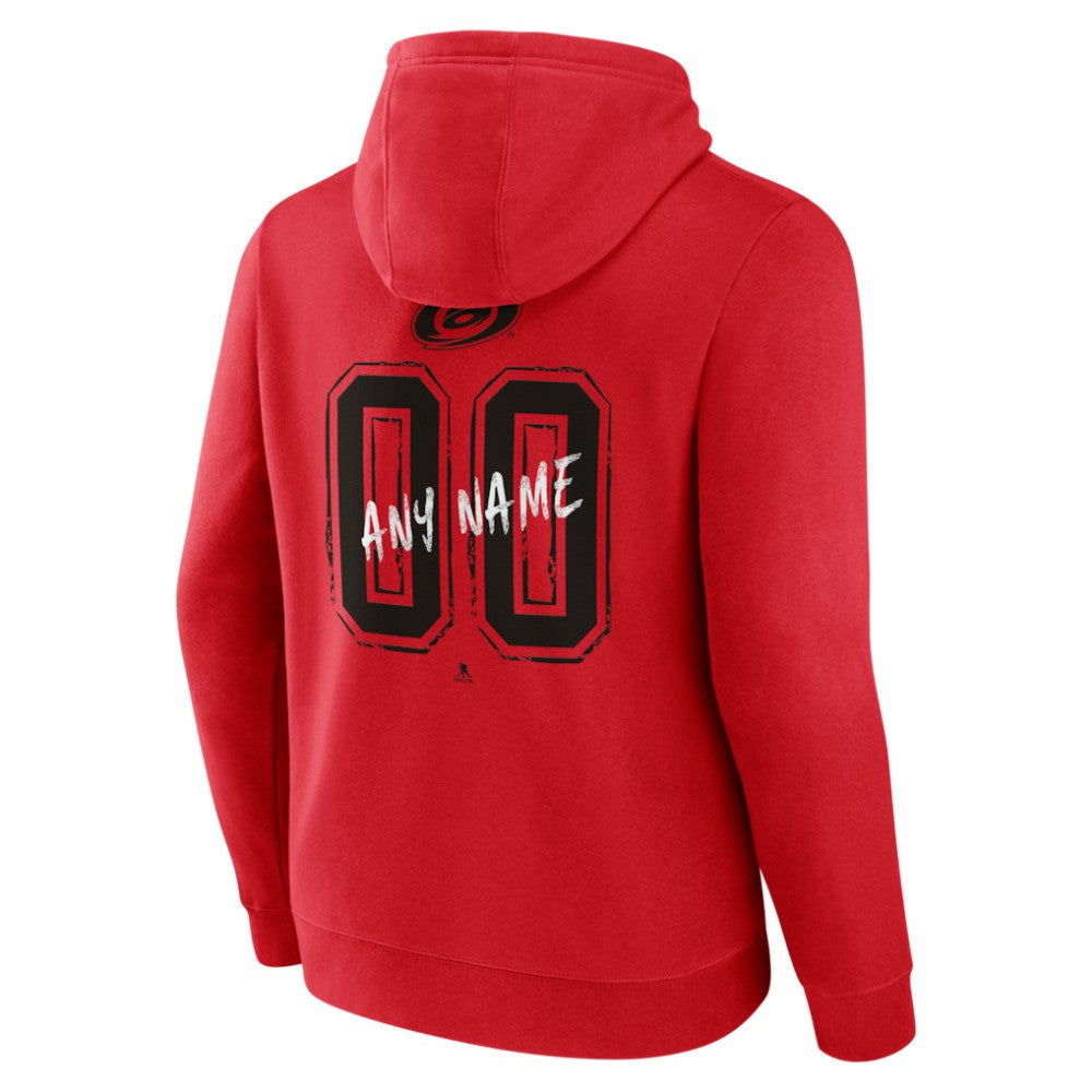 Carolina Hurricanes Hustle Personalized Name & Number Hoodie - Red | NHL Lifestyle