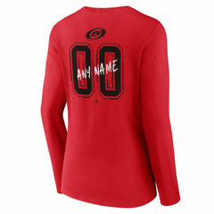 Carolina Hurricanes Women's Hustle Personalized Name & Number Long Sleeve V-Neck T-Shirt - Red | NHL Clearance