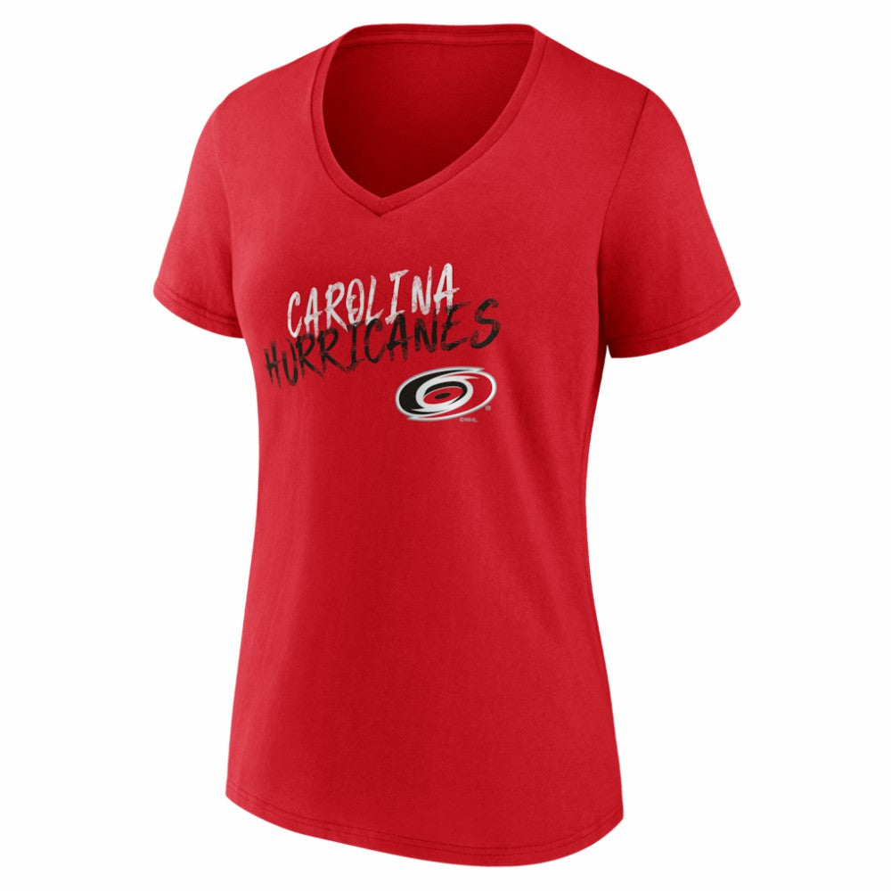 Carolina Hurricanes Women's Hustle Personalized Name & Number V-Neck T-Shirt - Red | NHL Clearance