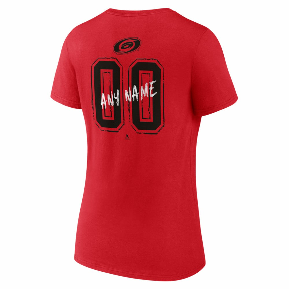 Carolina Hurricanes Women's Hustle Personalized Name & Number V-Neck T-Shirt - Red | NHL Clearance