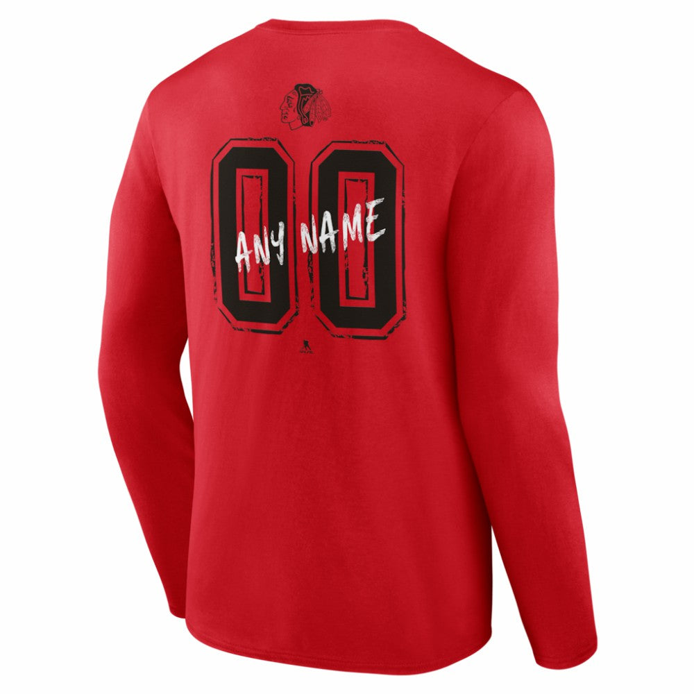 Chicago Blackhawks Hustle Personalized Name & Number Long Sleeve T-Shirt - Red | NHL sale