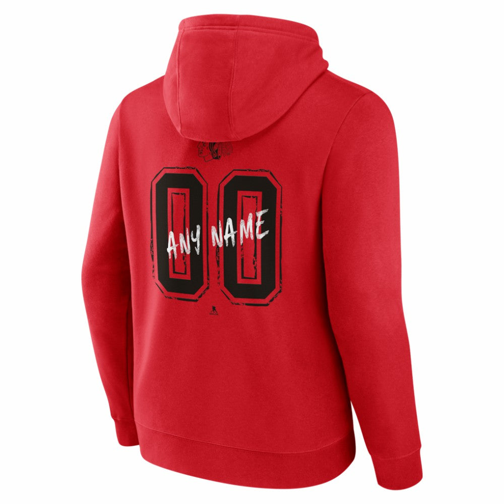 Chicago Blackhawks Hustle Personalized Name & Number Hoodie - Red | NHL Lifestyle