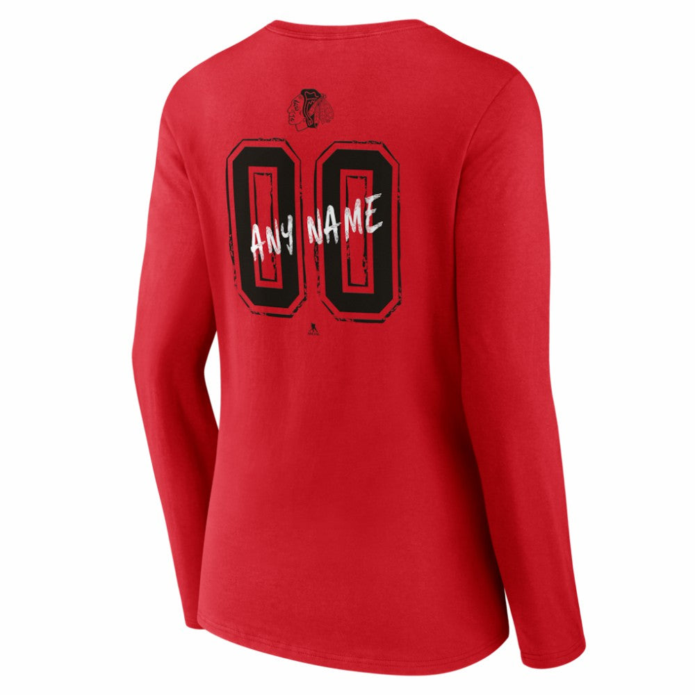 Chicago Blackhawks Women's Hustle Personalized Name & Number Long Sleeve V-Neck T-Shirt - Red | NHL on sale
