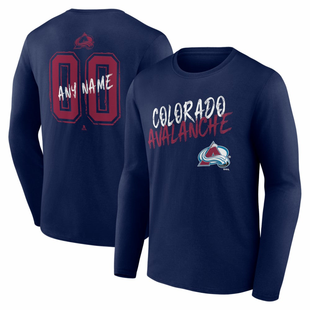 Colorado Avalanche Hustle Personalized Name & Number Long Sleeve T-Shirt - Navy | NHL Clearance