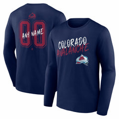Colorado Avalanche Hustle Personalized Name & Number Long Sleeve T-Shirt - Navy | NHL Clearance