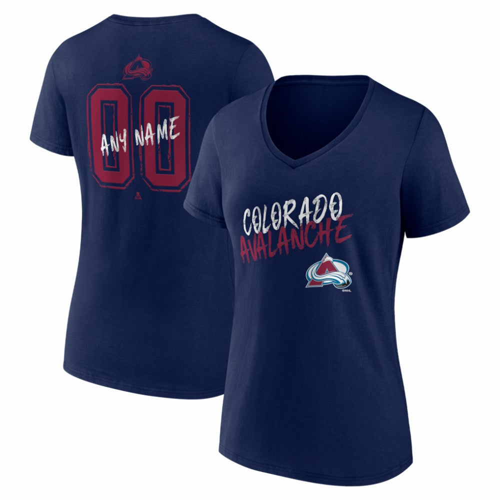 Colorado Avalanche Women's Hustle Personalized Name & Number V-Neck T-Shirt - Navy | NHL discount