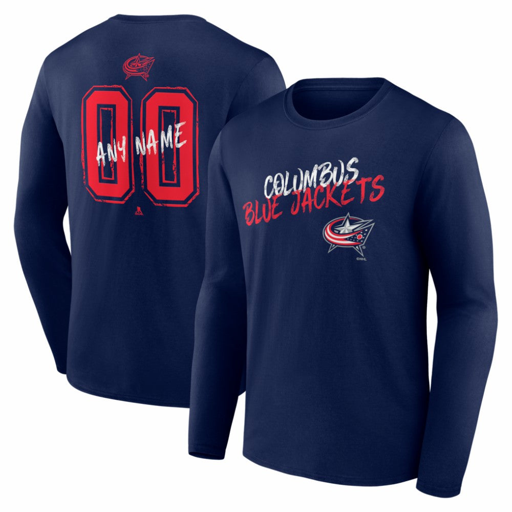 Columbus Blue Jackets Hustle Personalized Name & Number Long Sleeve T-Shirt - Navy | NHL near me
