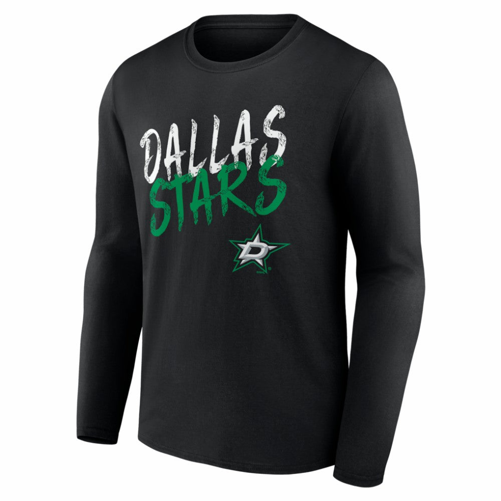 Dallas Stars Hustle Personalized Name & Number Long Sleeve T-Shirt - Black | NHL Clearance