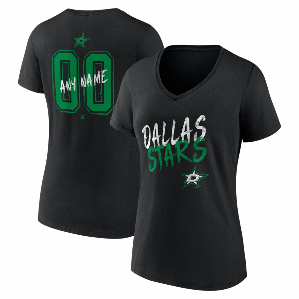 Dallas Stars Women's Hustle Personalized Name & Number V-Neck T-Shirt - Black | NHL on sale