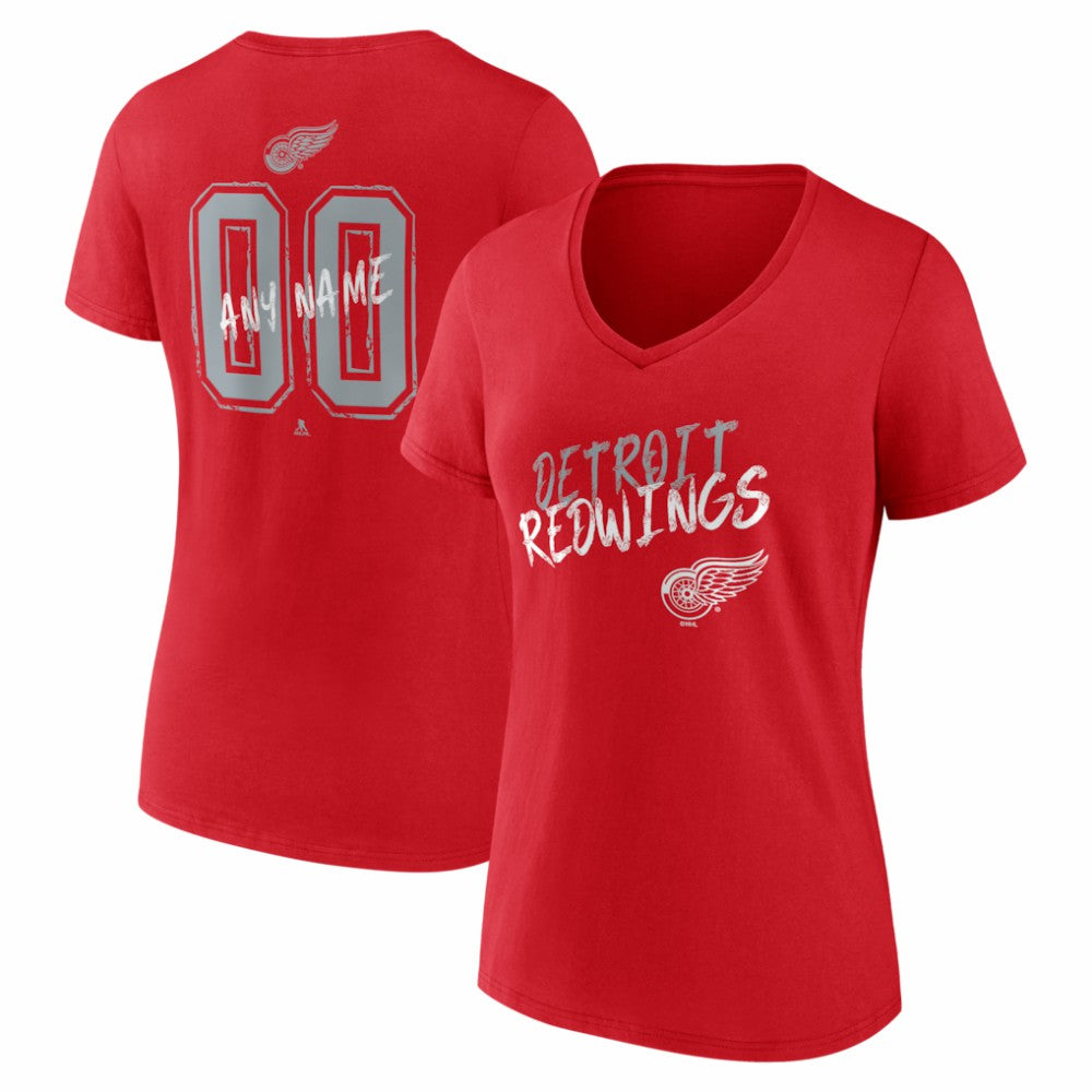 Detroit Red Wings Women's Hustle Personalized Name & Number V-Neck T-Shirt - Red | NHL on sale